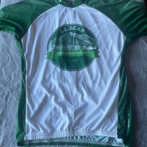 L.L. Bean voler Green and White Cycling Jersey size XL
